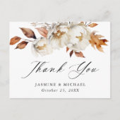 Rustic Autumn Floral Wedding Bedankt Briefkaart (Voorkant)