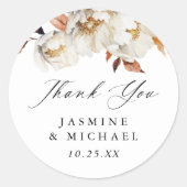 Rustic Autumn Floral Wedding Bedankt Ronde Sticker (Voorkant)