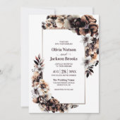 Rustic Autumn Floral Wedding Kaart (Voorkant)