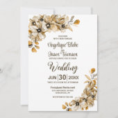 Rustic Autumn Floral Wedding Kaart (Voorkant)