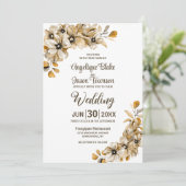 Rustic Autumn Floral Wedding Kaart (Staand voorkant)