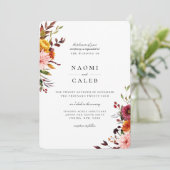Rustic Autumn Floral Wedding Kaart (Staand voorkant)