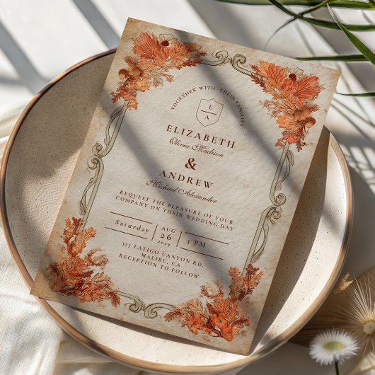 Rustic Autumn Floral Wedding Kaart