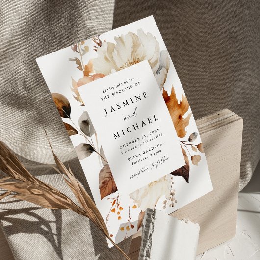 Rustic Autumn Floral Wedding Kaart