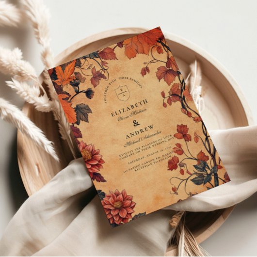 Rustic Autumn Floral Wedding Kaart