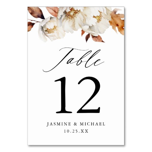 Rustic Autumn Floral Wedding Kaart (Voorkant)