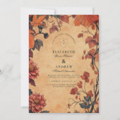Rustic Autumn Floral Wedding Kaart (Voorkant)