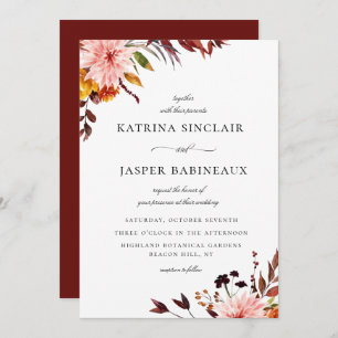 Rustic Autumn Floral Wedding Kaart