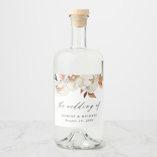 Rustic Autumn Floral Wedding Likeurfles Etiket (Voorkant)
