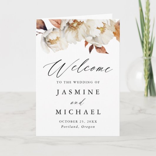 Rustic Autumn Floral Wedding Programma (Voorkant)