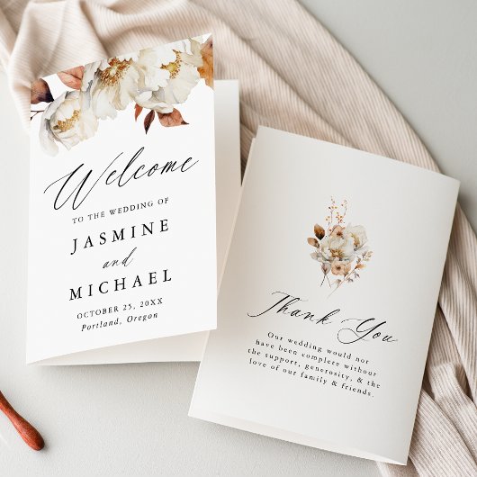 Rustic Autumn Floral Wedding Programma