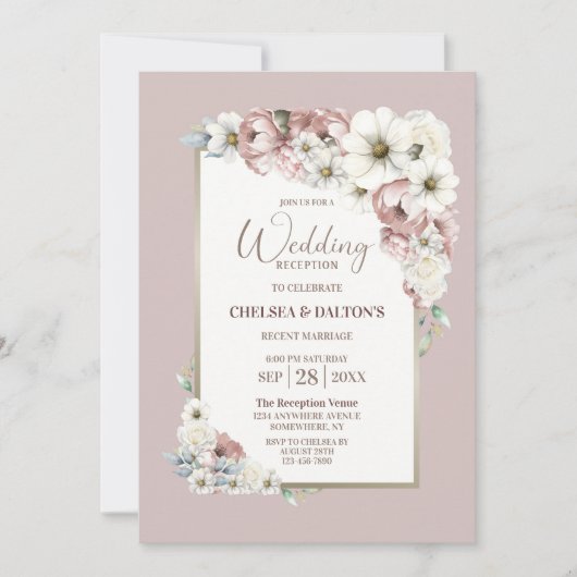 Rustic Autumn Floral Wedding Reception Kaart (Voorkant)