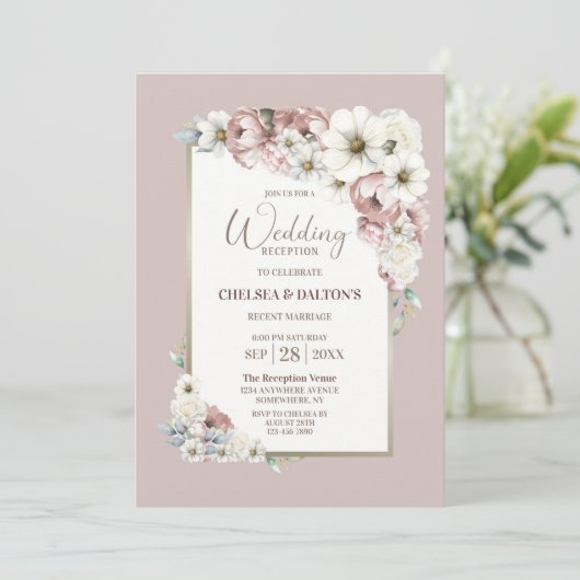 Rustic Autumn Floral Wedding Reception Kaart (Staand voorkant)