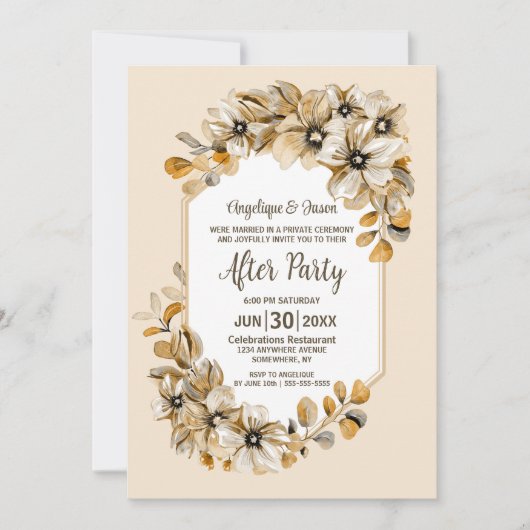 Rustic Autumn Floral Wedding Reception Kaart (Voorkant)