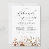 Rustic Autumn Floral Wedding Rehearsal Dinner Kaart (Voorkant)
