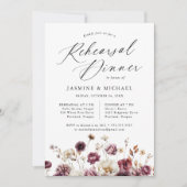 Rustic Autumn Floral Wedding Rehearsal Dinner Kaart (Voorkant)
