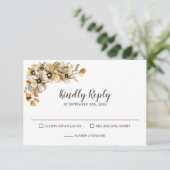 Rustic Autumn Floral Wedding RSVP Kaartje (Staand voorkant)