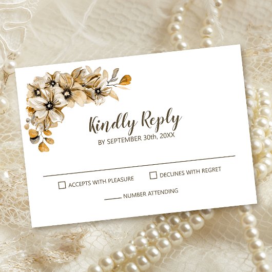 Rustic Autumn Floral Wedding RSVP Kaartje
