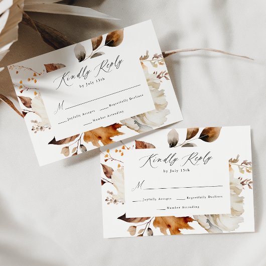 Rustic Autumn Floral Wedding RSVP Kaartje
