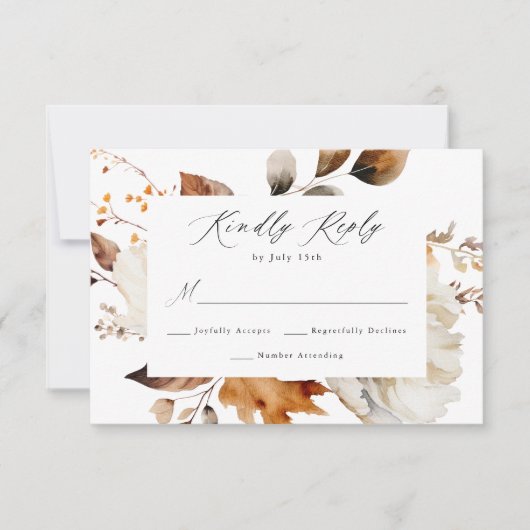 Rustic Autumn Floral Wedding RSVP Kaartje (Voorkant)