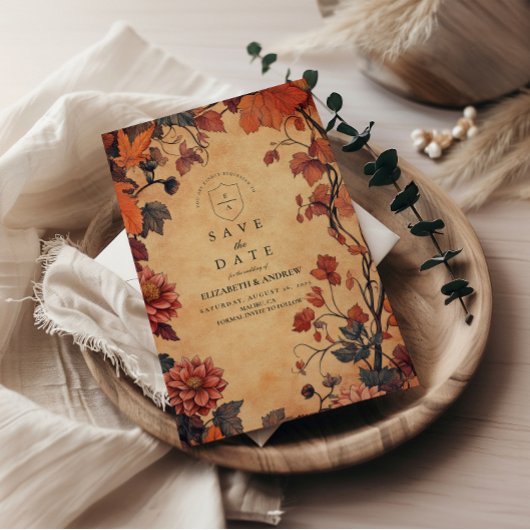 Rustic Autumn Floral Wedding Save The Date