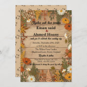 Rustic Autumn Floral Wood Wedding Invitation | Fal Kaart (Voorkant / Achterkant)