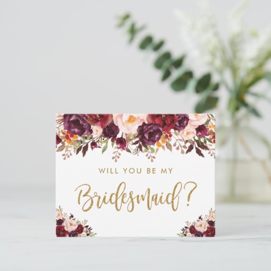 Rustic Autumn Floral wordt mijn bruidsmeisje Kaart (Staand voorkant)