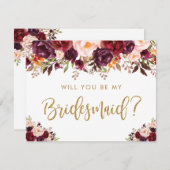 Rustic Autumn Floral wordt mijn bruidsmeisje Kaart (Voorkant / Achterkant)