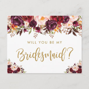 Rustic Autumn Floral zal je mijn Bridesmaid zijn Kaart