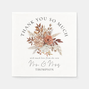 Rustic Autumn Florals New Mr Mrs Hartelijk dank Servet