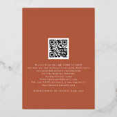 Rustic Autumn Florals Terracotta Wedding Glam Real Folie Uitnodiging (Achterkant)