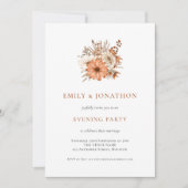 Rustic Autumn Florals Wedding Evening Party Kaart (Voorkant)