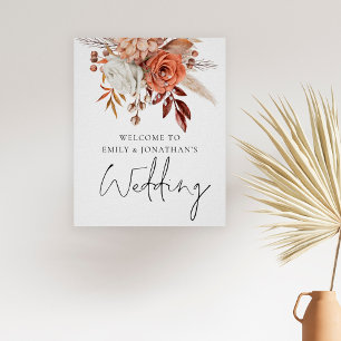 Rustic Autumn Florals Welkom bij bruiloft Poster