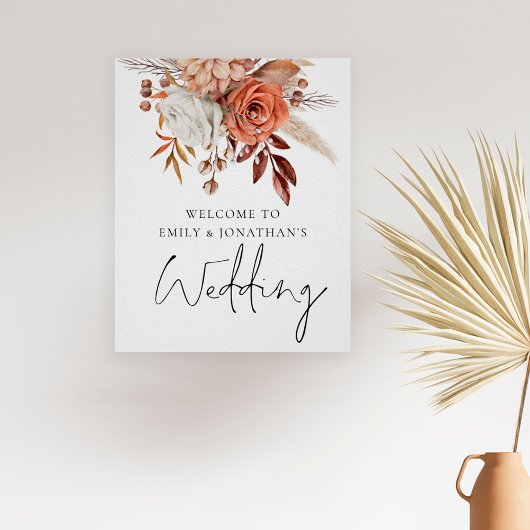 Rustic Autumn Florals Welkom bij bruiloft Poster