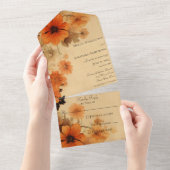 Rustic Autumn Flowers All In One Uitnodiging (Afscheurbaar)