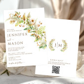 Rustic Autumn Flowers Forest Leaves Fall Wedding Kaart