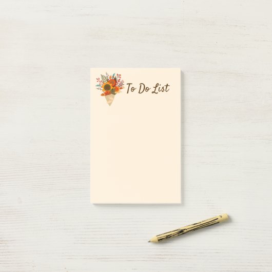 Rustic Autumn Flowers Post-it® Notes (Op bureau)