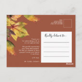 Rustic Autumn Foliage Fall Weddenfoto Hartelijk da Briefkaart (Achterkant)