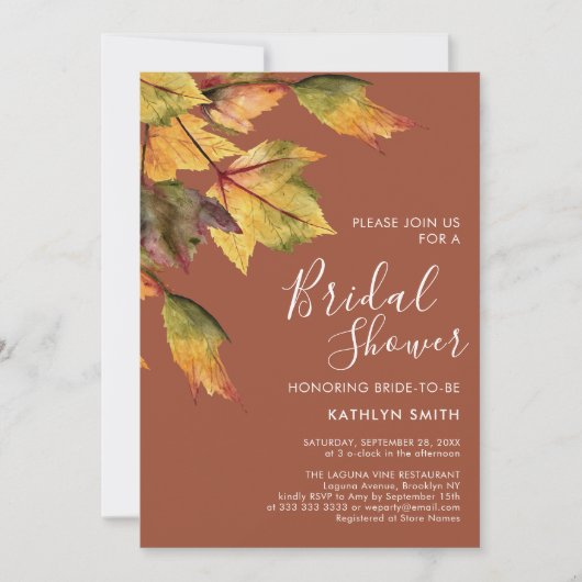 Rustic Autumn Foliage Fall Wedding Vrijgezellenfee Kaart (Voorkant)