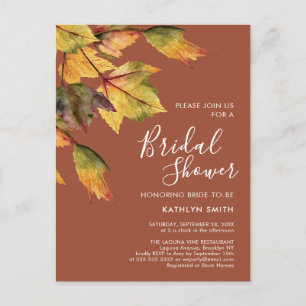Rustic Autumn Foliage Fall Wedding Vrijgezellenfee Uitnodiging Briefkaart