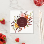 Rustic Autumn Foliage Floral Lijst Wedding Napkins Servet (Insitu)