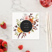 Rustic Autumn Foliage Floral Lijst Wedding Napkins Servet (Insitu)