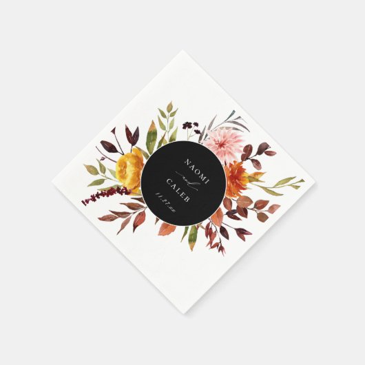 Rustic Autumn Foliage Floral Lijst Wedding Napkins Servet (Hoek)