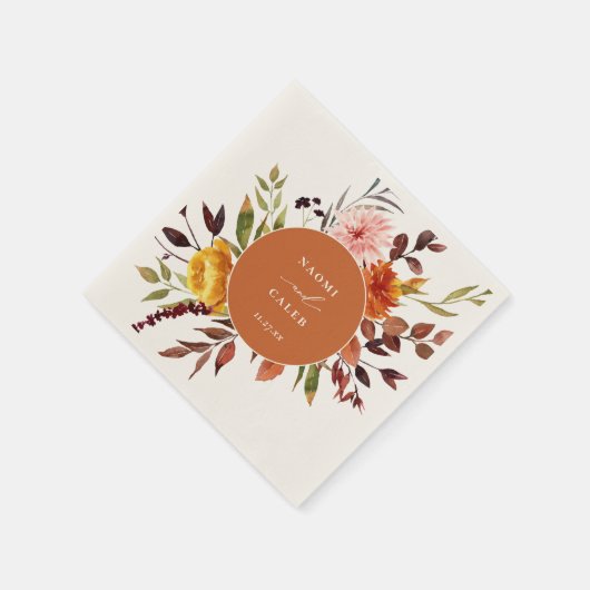 Rustic Autumn Foliage Floral Lijst Wedding Napkins Servet (Hoek)