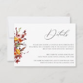 Rustic Autumn Foliage Floral Wedding Details Card Kaart (Voorkant)