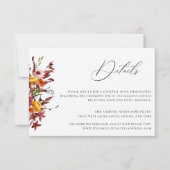 Rustic Autumn Foliage Floral Wedding Details Card Kaart (Voorkant)