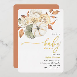 Rustic Autumn Foliage Pumpkin Autumn Bay Shower Folie Uitnodiging