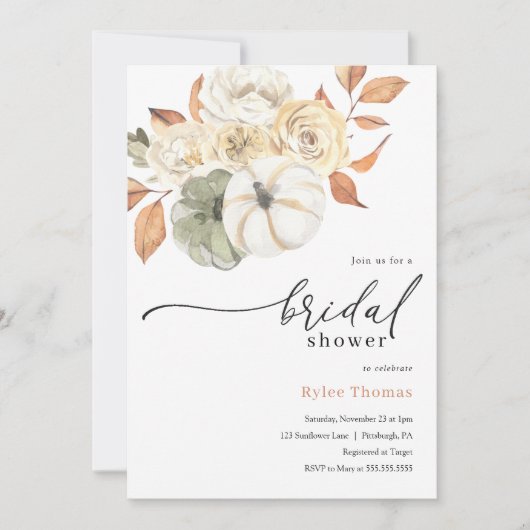 Rustic Autumn Foliage Pumpkin Autumn Vrijgezellenf Kaart (Voorkant)