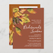 Rustic Autumn Foliage Wedding Bridesmaids Luncheon Uitnodiging Briefkaart (Voorkant / Achterkant)