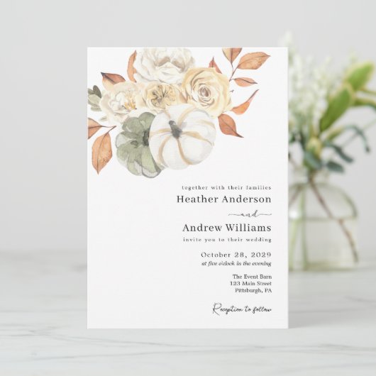 Rustic Autumn Foliage Wedding Kaart (Staand voorkant)